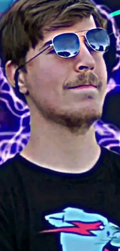 Neon-themed mobile wallpaper with vibrant tech design.