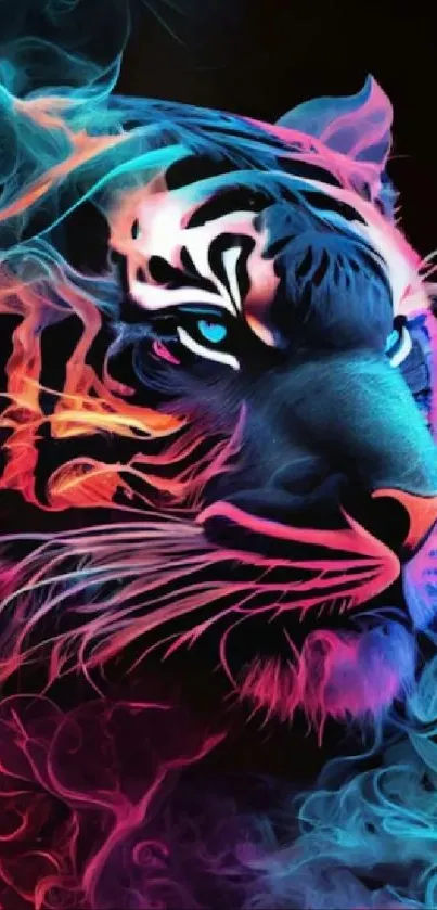 Neon tiger artwork with vibrant colors