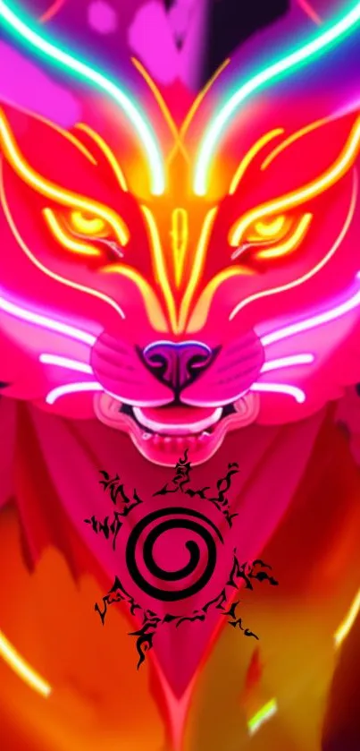 Vibrant neon tiger art with glowing colors.