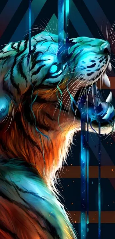 Dynamic neon tiger artwork with vibrant colors.