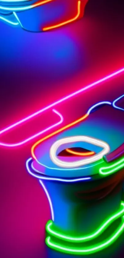 Creative neon toilet with vibrant colors in an abstract style.