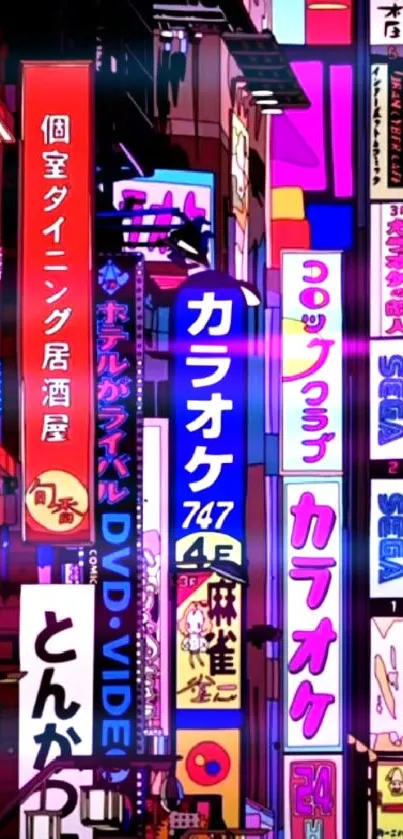 Neon-lit Tokyo streets showcasing vibrant colors and signage.