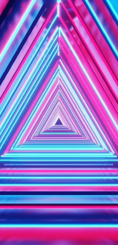 Colorful neon triangles with a futuristic vibe in pink and blue.