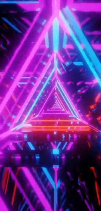 Futuristic neon triangles in vibrant electric pink and blue.