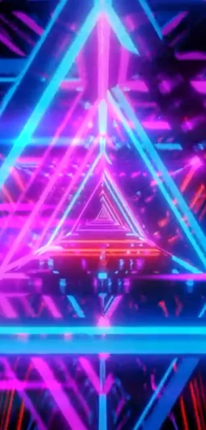 Vibrant neon triangles create a futuristic phone wallpaper.