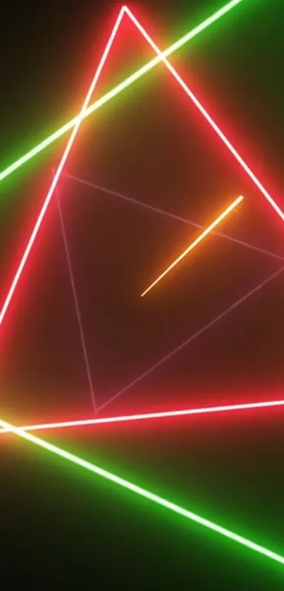 Vibrant neon triangles with laser lines.