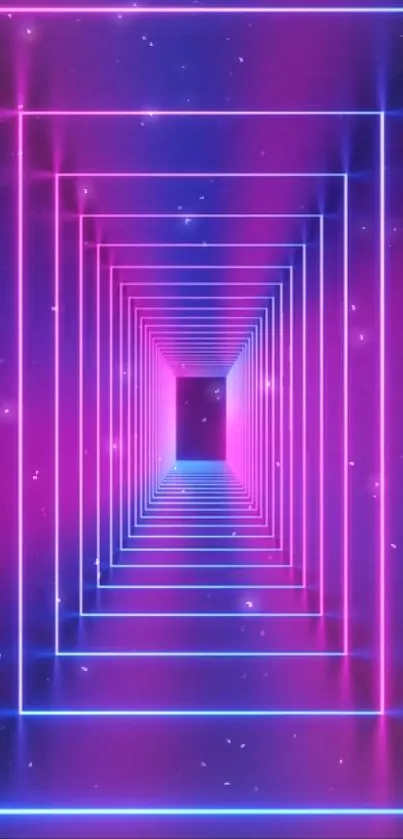 Vibrant neon tunnel wallpaper with geometric designs.