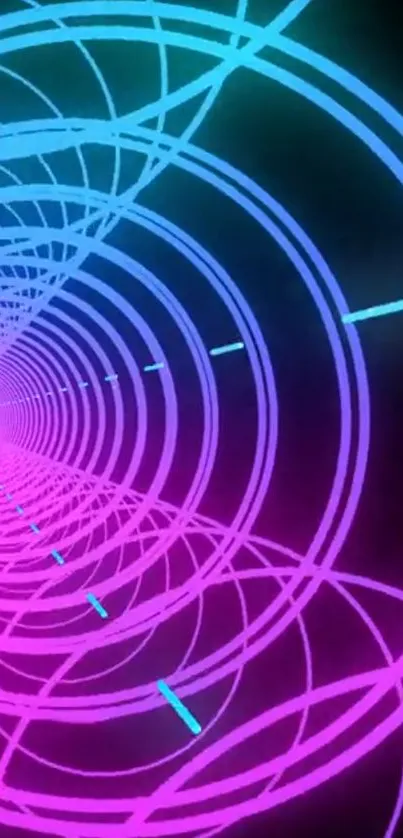 Neon abstract tunnel with vibrant colors.