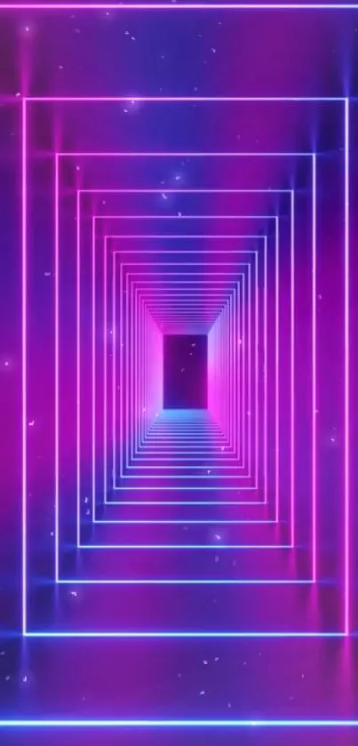 Mobile wallpaper with a vibrant neon tunnel design in pink and blue.