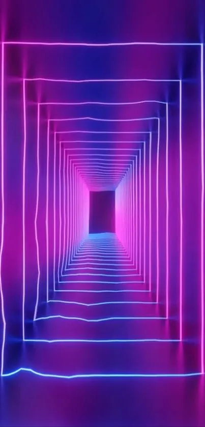 Abstract neon tunnel with vibrant pink and blue hues