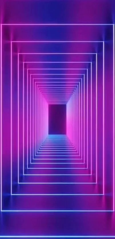 Futuristic neon tunnel wallpaper with vibrant purple and blue hues.