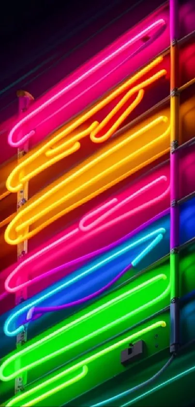 Bright neon art with vibrant colorful lights