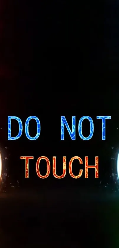 Neon 'Do Not Touch' wallpaper with colorful RGB lighting effects.