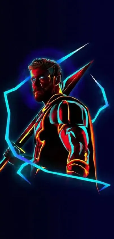 Neon styled warrior wallpaper for phones.