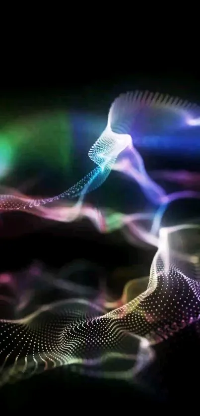 Colorful neon wave wallpaper with abstract patterns and dynamic lights.
