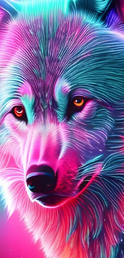 Neon wolf artwork with vibrant colors.
