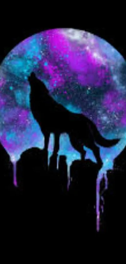 Colorful neon wolf wallpaper with vibrant hues.