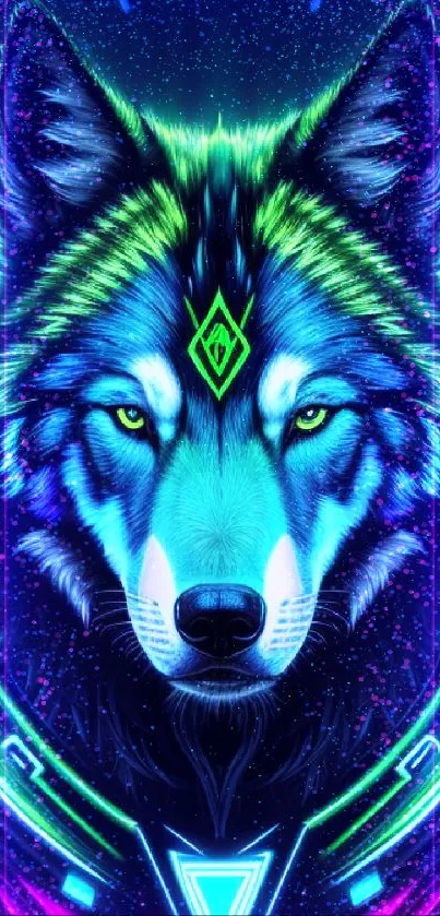 Neon wolf with electric colors in vibrant digital art.