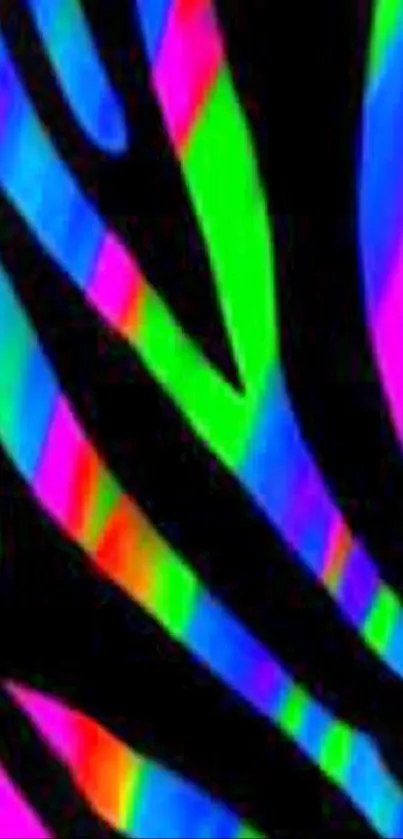 Vibrant neon zebra stripes wallpaper design.