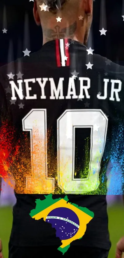 Neymar Jr vibrant football wallpaper with Brazilian theme.