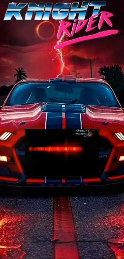 Vibrant Knight Rider wallpaper with red car.