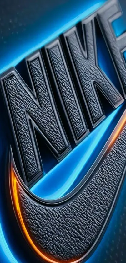 3D Nike logo with neon effects.