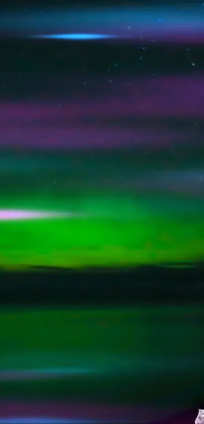 Aurora borealis wallpaper with vivid green and purple hues for mobile.