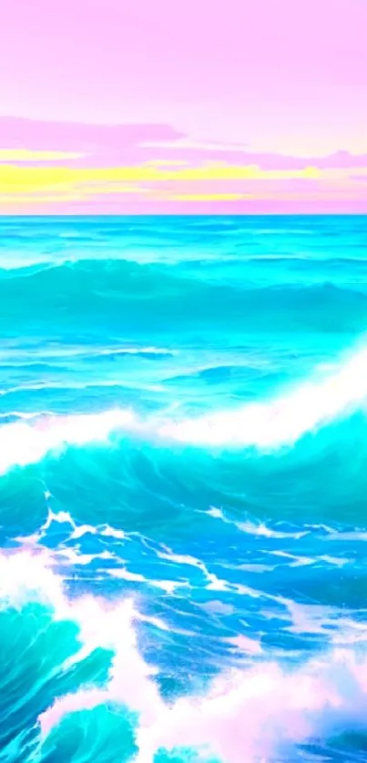 Vibrant ocean wave with colorful hues for mobile wallpaper.