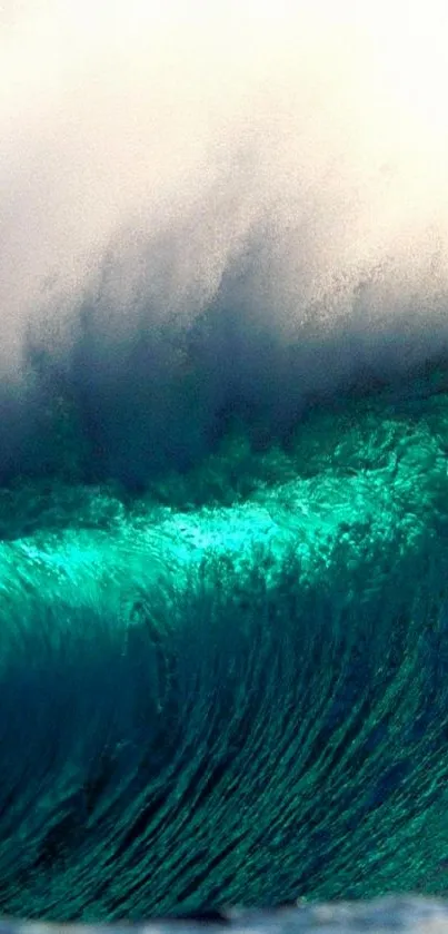 Stunning turquoise ocean wave in vivid detail, perfect for mobile wallpaper.