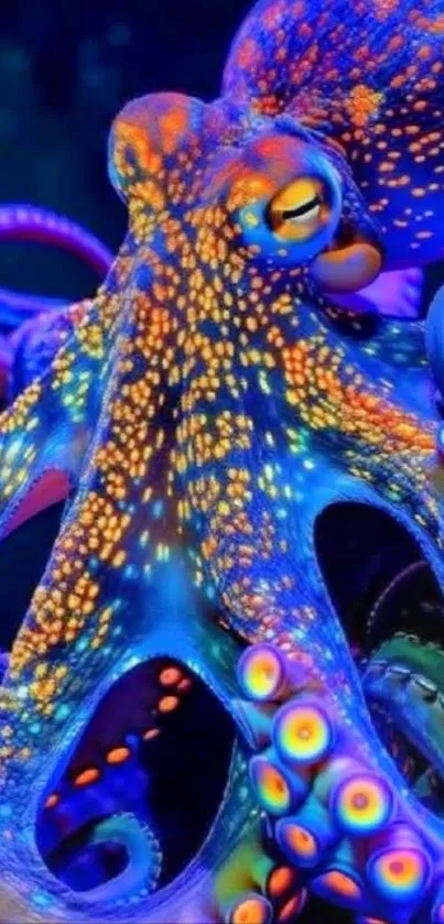 A vibrant octopus displayed in vivid colors, perfect for phone wallpaper.