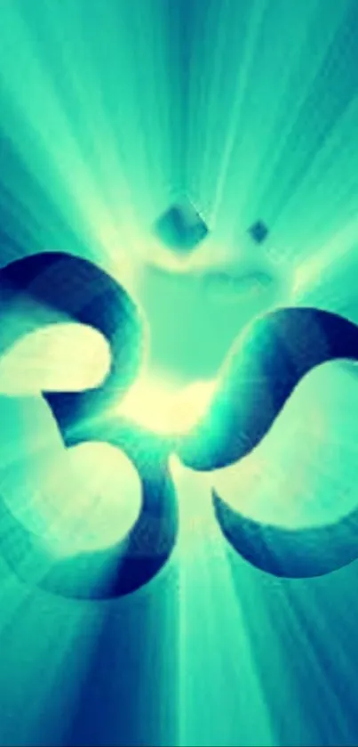 Cyan Om symbol wallpaper for mobile phones.