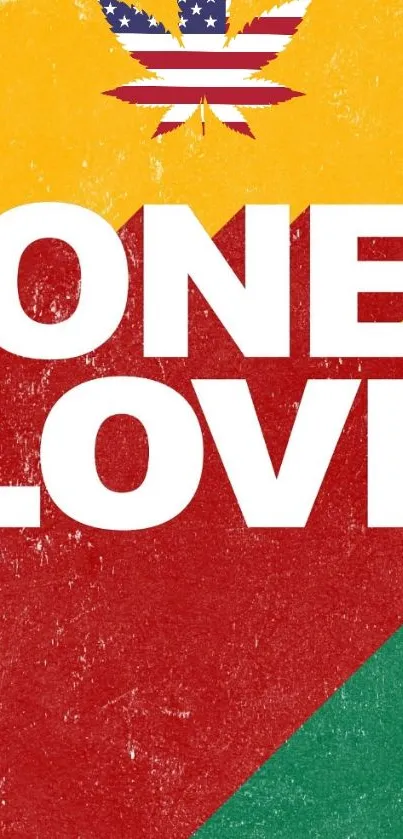 Vibrant 'One Love' wallpaper with bold colors and symbolic design.