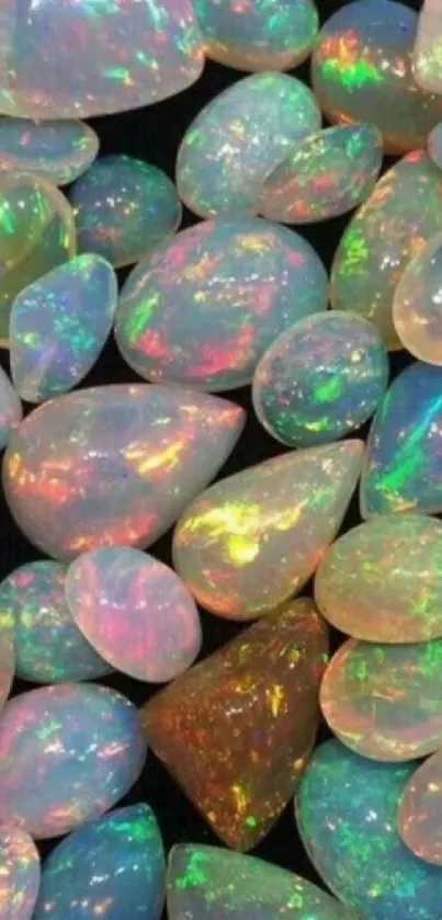 Vibrant opal gemstones with colorful patterns and dazzling design.