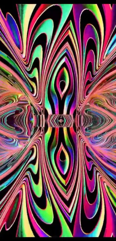 Vibrant psychedelic optical illusion art with swirling colors.
