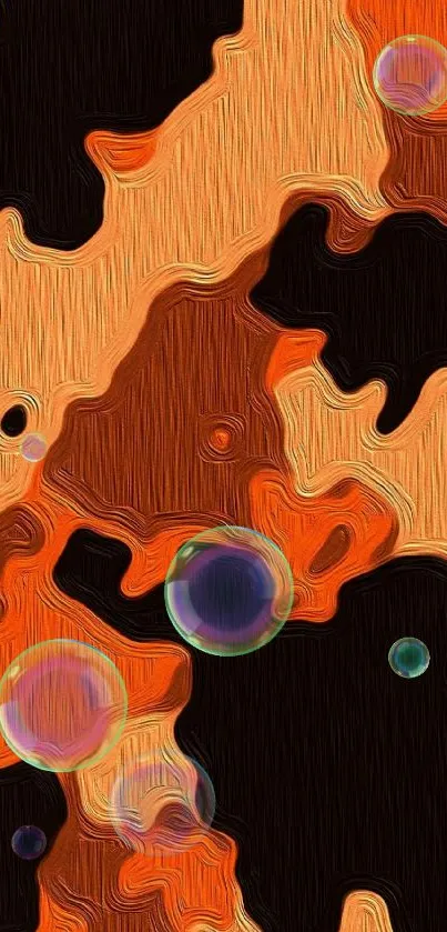 Vibrant orange abstract art wallpaper with fluid patterns for mobile.