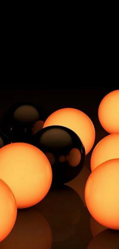 Glowing orange bubbles on a black background, creating a vibrant abstract mobile wallpaper.