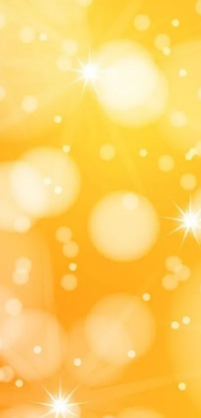 Vibrant orange bokeh wallpaper with bright lights and sparkles.