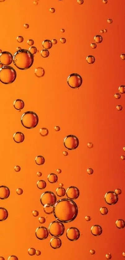 Vibrant orange wallpaper with floating bubbles.