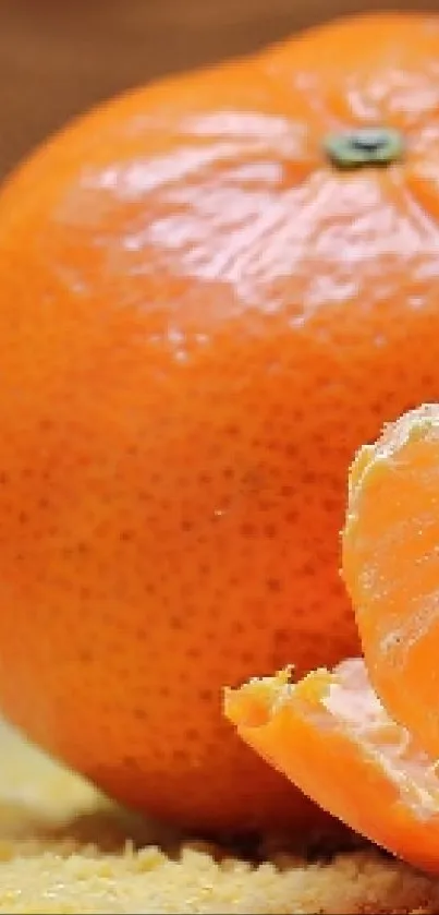 Close-up of fresh orange and tangerine slices for mobile wallpaper.