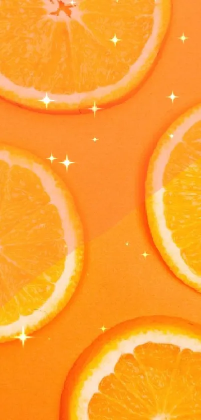 Vibrant orange citrus slices in a bright mobile wallpaper design.