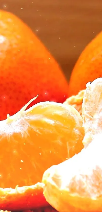 Vibrant wallpaper with juicy orange slices and mandarins.
