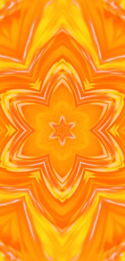 Vibrant orange kaleidoscope wallpaper design.