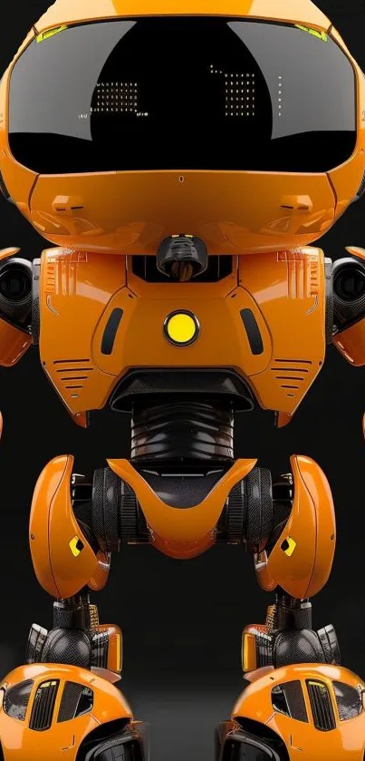 Orange robot wallpaper with futuristic design.