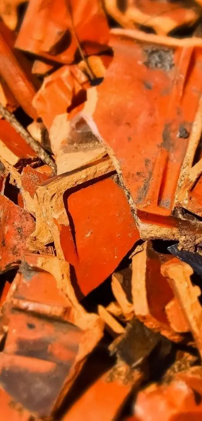 Vibrant orange shattered tiles wallpaper for mobile.