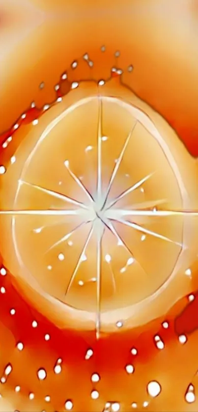 Artistic wallpaper featuring a vibrant orange slice.