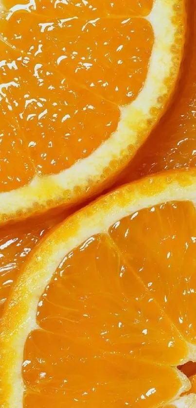 Close-up of vibrant orange slices with a glossy texture, perfect for mobile wallpaper.