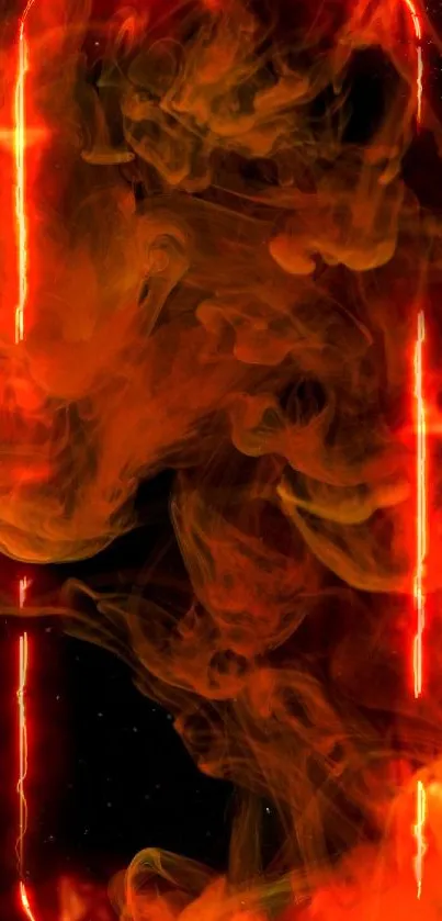 Vibrant orange and green smoke on a black background wallpaper.