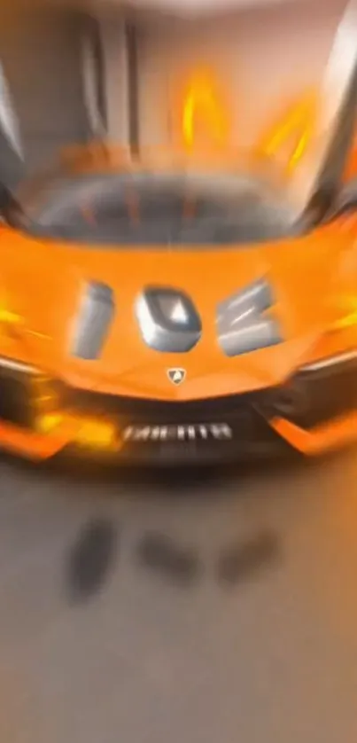 Vibrant orange sports car with dynamic design viewed from front.