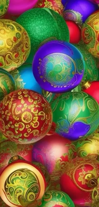 Colorful ornamental spheres with vibrant patterns.