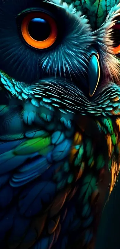 Colorful and intricate owl illustration for phone wallpaper.